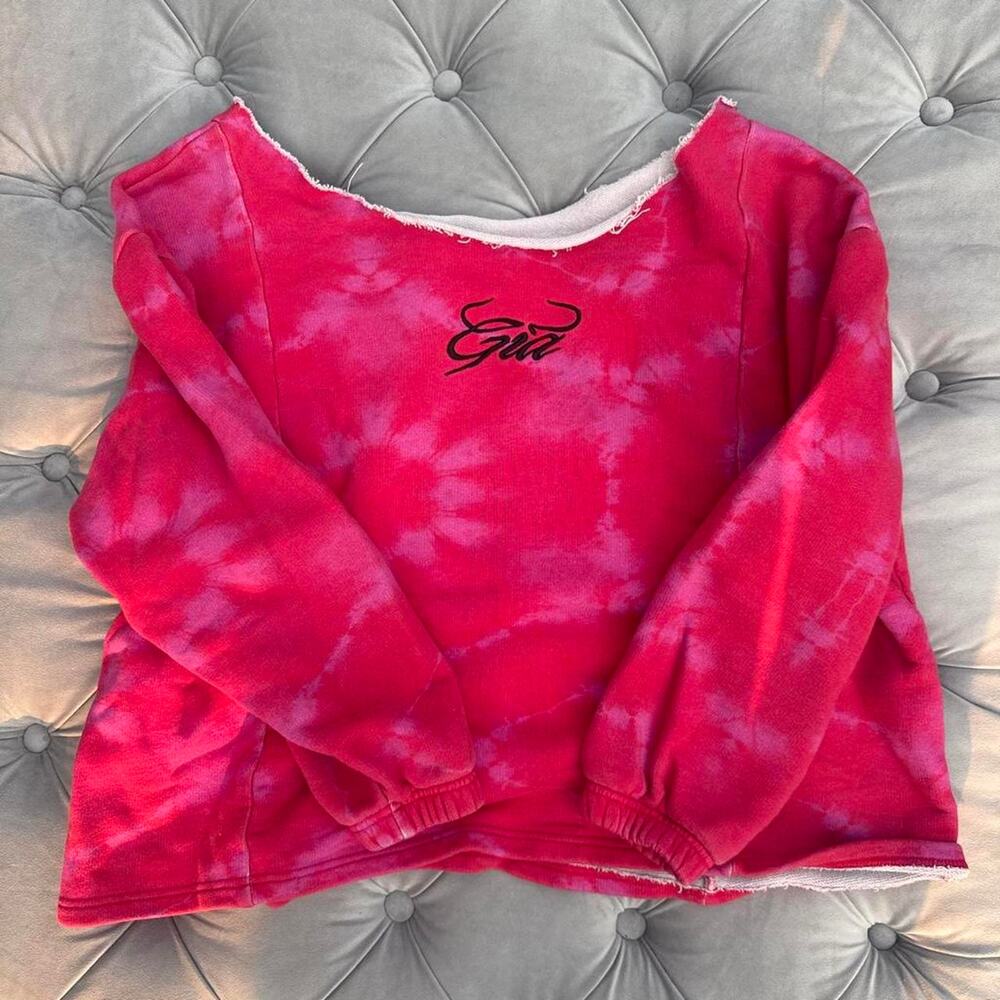 pink I Am Gia hoodie neck crop